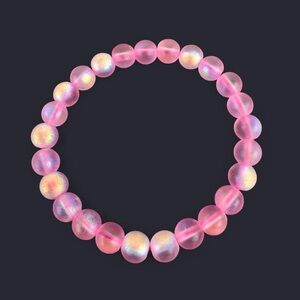 Pink Iridescent Glass Bead Bracelet